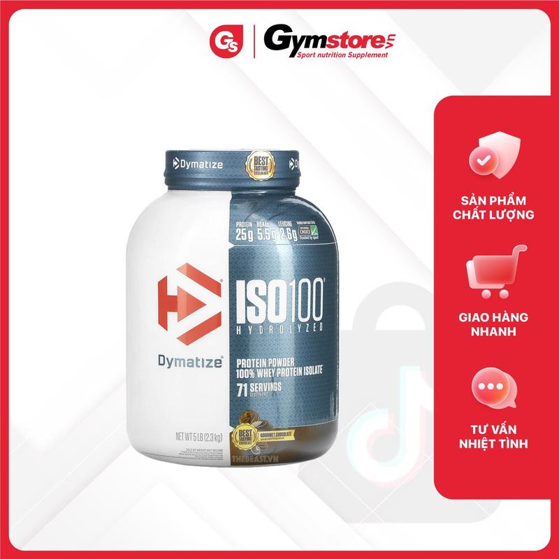 Bột hỗ trợ tập gym Whey Protein Hydrolysate & Isolate Dymatize ISO 100 5 Lbs | Made in USA | GYMSTORE