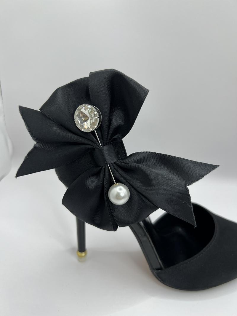 Product Introduction of N53 Giày cao gót gắn nơ lụa xoàn chéo , gót ngọc cao 9cm Shoes Nữ ( lùi 1sz ) 24