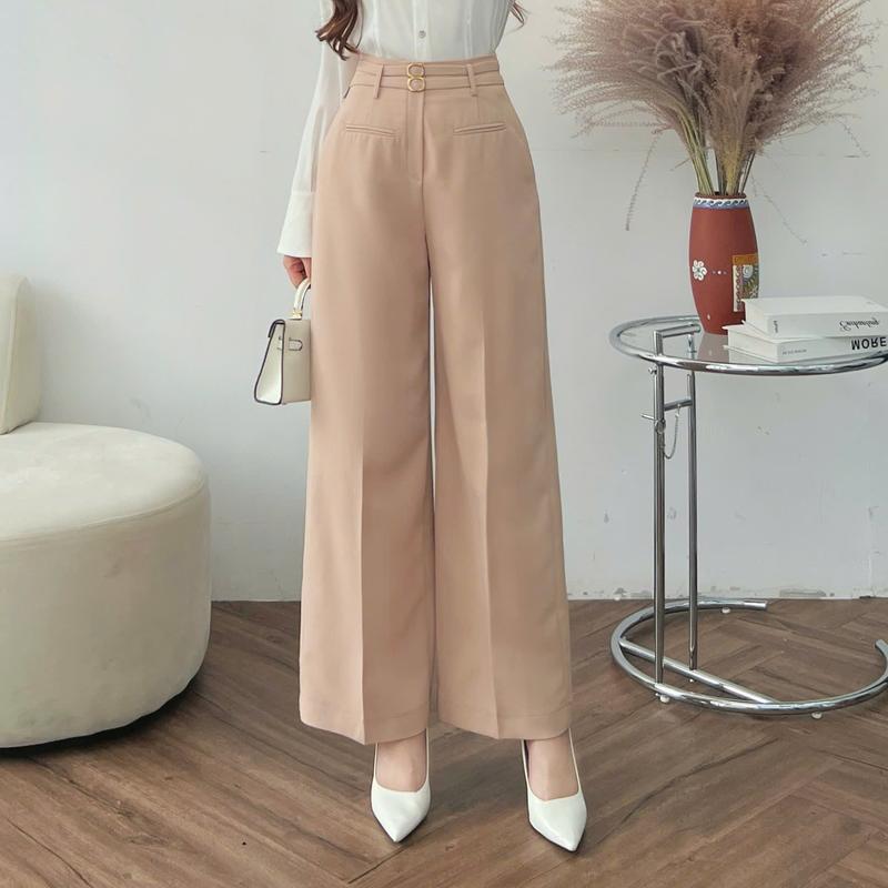 Quần Nữ CCHAT Dáng Suông 2 Đai Túi Cơi Chiết Ly Chất Tuytsi 24QDS2024ST