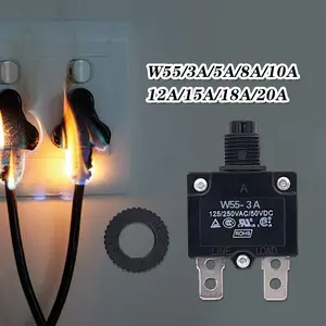 Original Overload Pompa Air Satelit Submersibel Circuit Breaker Thermal Protector Relay Push Button W55-3A/5A/8A/10A/12A/15A/18A/20A