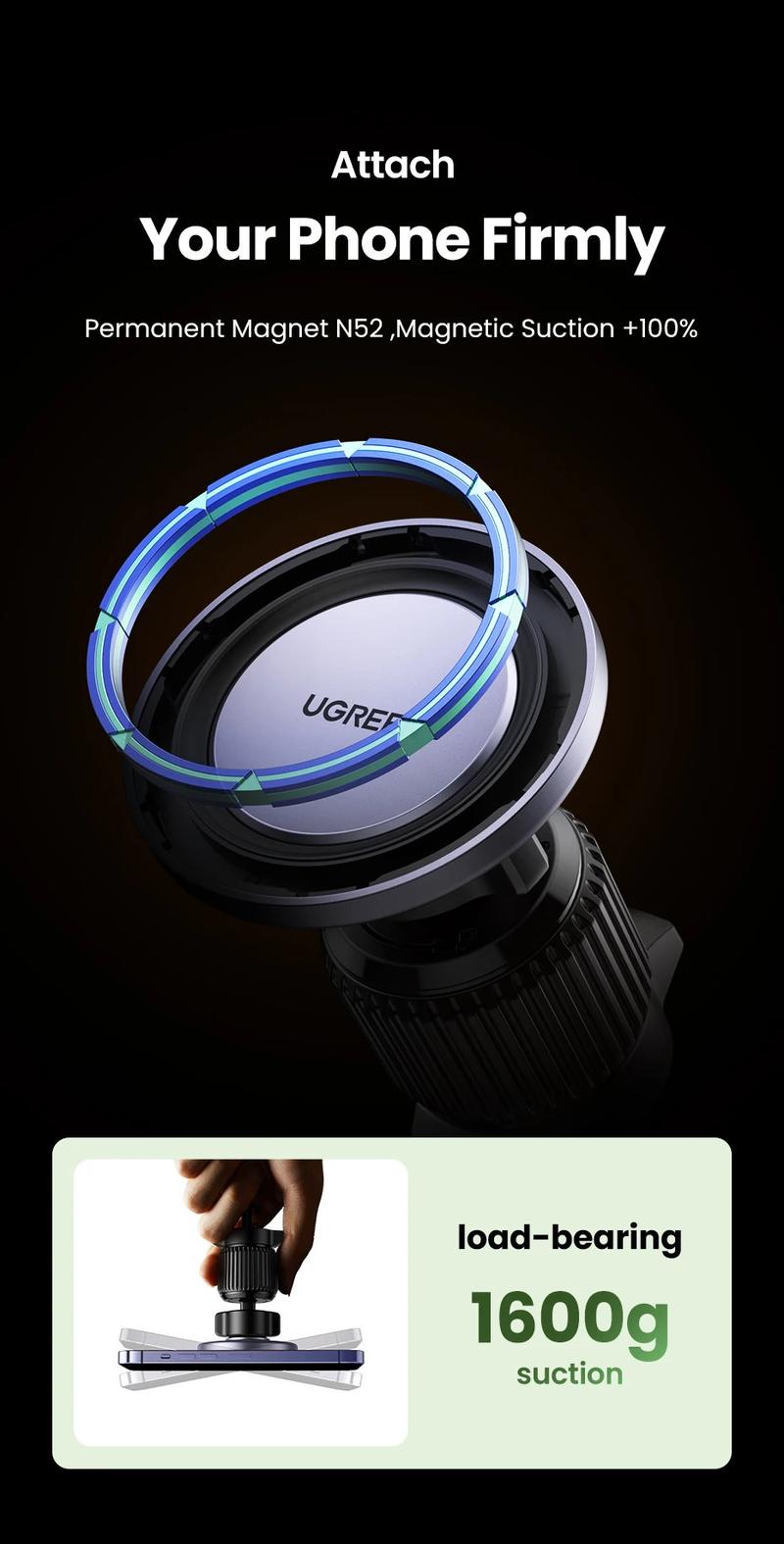 Product Introduction of UGREEN Magnetic Car Phone Holder Air Vent Car Phone Stand For Magsafe iPhone 15 14 13 ProMax Xiaomi Samsung Strong Magnet Holder 4