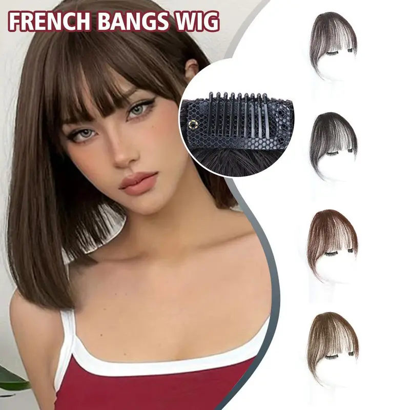 Tóc Giả Mái Bằng Không Khí, Dành Cho Nữ, Với Trán Và Trán Tự Nhiên, Miếng Dán Tóc Vô Hình Thích Hợp Cho Khuôn Mặt Tròn, Phong Cách Pháp, H4J4 1