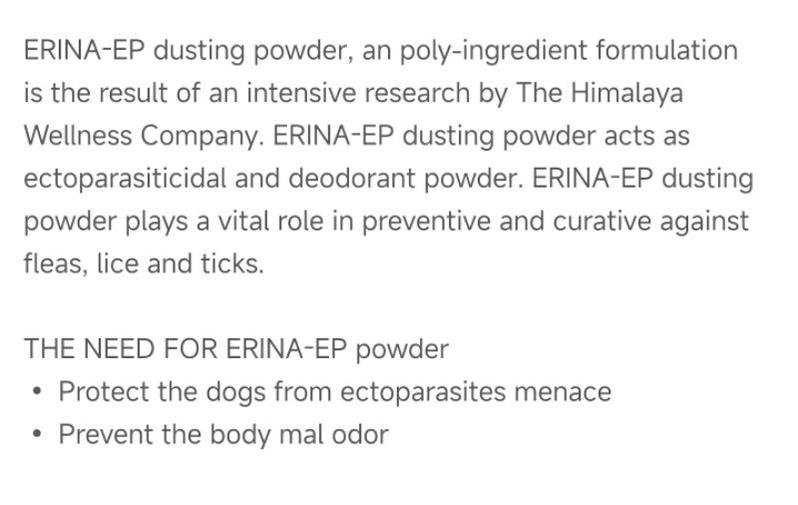 Product Introduction of Original Product Himalaya Erina EP Dusting Powder(Flea & Tick Control) 150g 1