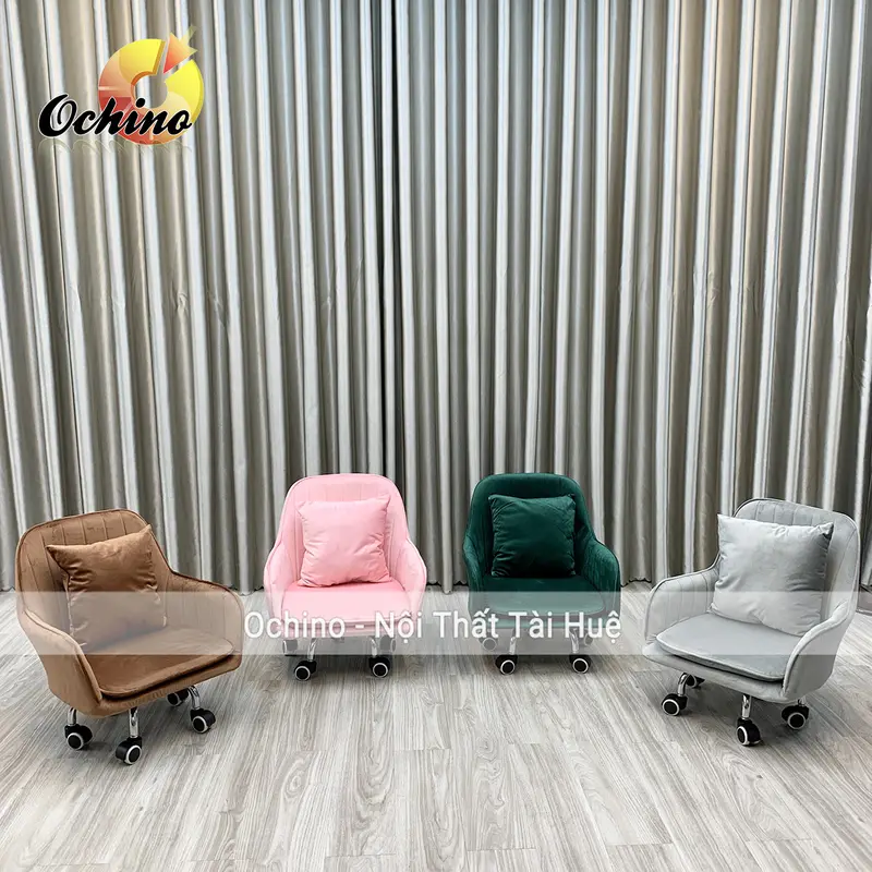 Ghế Bệt Ngồi Làm Nail, Đóng Hàng Có Bánh Xe Di Chuyển Tiện Lợi Mẫu Vân Sò Dày Dặn (Ảnh Thật) 4