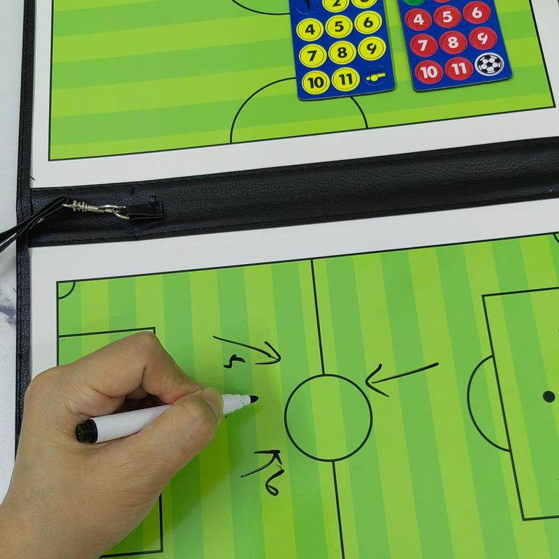 Portable Football Marker Board, 1 Set Magnetic Foldable Football Coaching Board Kit Including  Magnetic Board, Marker Pen & Zipper Bag, Soccer Training Coach Board, Football Auxiliary Equipment 6