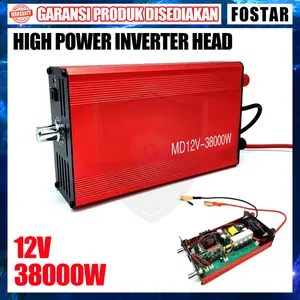 Fostar MD12V-38000W Inverter Daya Ultrasonik High Power 38000W Output Gelombang Sinus Murni 12V DC ke 110V/220V AC 50/60Hz Merah