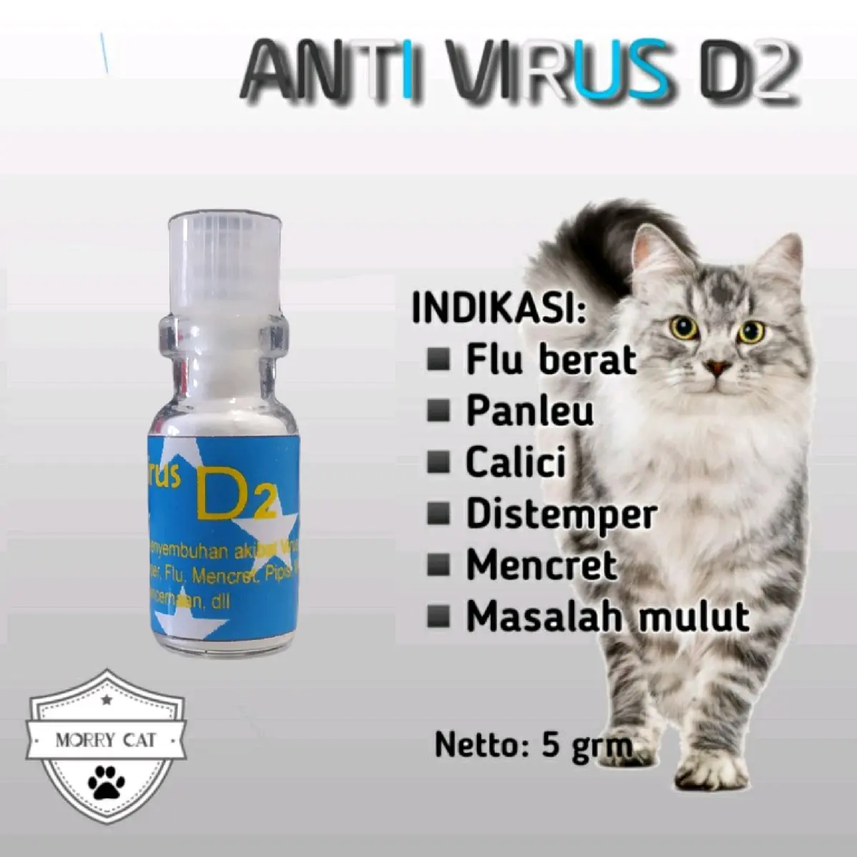 OBAT Kucing D2 ORIGINAL Flu berat DISTEMPER CALICI PANLAU BATUK  MENCRET DLL by Uky Amino