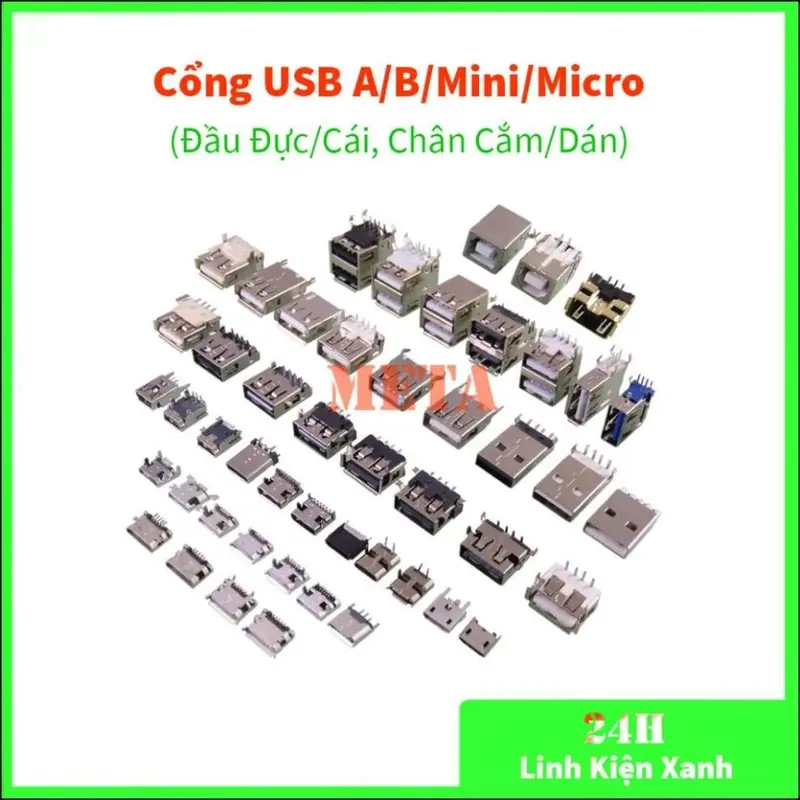 Cổng USB A/B/Micro/Mini Đầu Đực/Cái Chân Cắm/Dán (Đầu USB, USB - TikTok ...