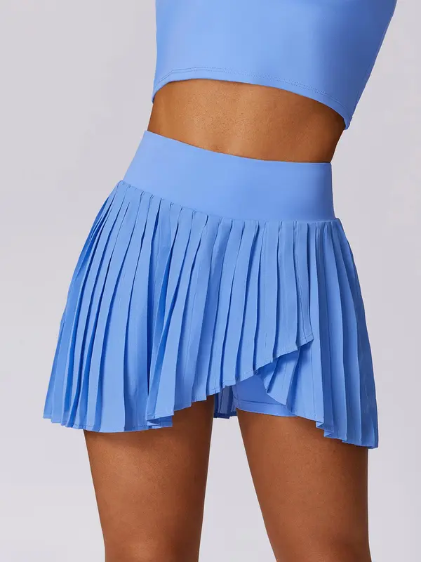 Women's 2 in 1 Pleated Pocket Sports Skort, Solid Color High Stretch Skirt for Tennis Gym Workout, Ladies Sportswear for All Seasons, Golf Attire, Activewear, Golf Attire 4