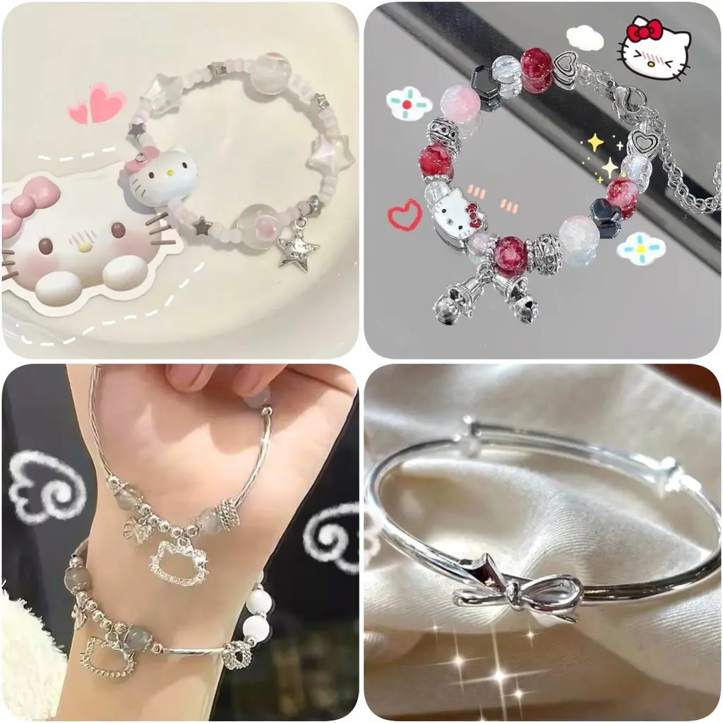 Vòng Tay Kitty, Thiết Kế Dễ Thương, Có Thể Điều Chỉnh, Thích Hợp Cho Các Cặp Đôi, Vòng Tay Dệt, Có Hộp, Lý Tưởng Cho Học Sinh, Dây Thừng Cầm Tay, Quà Tặng Bạn Bè