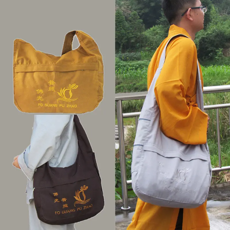 Túi thầy tu, dành cho nam và nữ, túi hình mặt trăng lưỡi liềm, chất liệu Vải, túi Messenger Thích hợp cho việc thờ phượng Phật, thiết kế Ararat 0