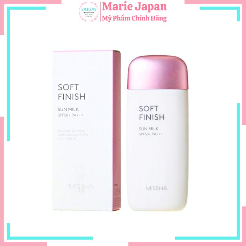 Kem Chống Nắng Dạng Sữa Missha Soft Finish SPF50+ PA+++ Sun Milk Chăm Sóc Da Nữ 70ml -Sunscreen Sun Cream Whitening Women Dưỡng Body