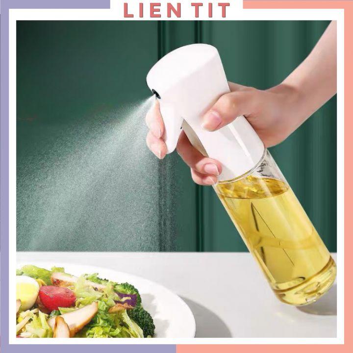 Bình xịt dầu ăn thủy tinh 300ml dùng cho đồ nướng, nồi chiên không dầu, chai đựng dầu ăn nước mắm an toàn cho sức khỏe
