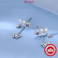 Gambar AGIAO Anting-anting Rumbai Zirconia Flash Bunga Kupu-kupu Ungu Girly Kelas 5A - Platinum dari A.GIAO.ID Kab. Gresik 3 Tokopedia
