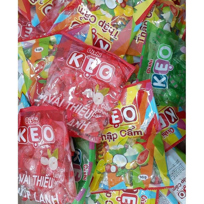 10 Gói Kẹo Oishi Đủ Vị Candy Ăn Vặt ngậm keomix nhieu kẹo trái cây banh keo tết