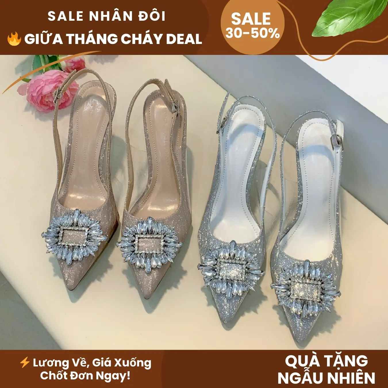 (TẶNG HỘP GIÀY) Giày cao gót 7p, Sục quai hậu kim sa gót nhọn cao tráng gương cao cấp (MIỄN SHIP), shoes nữ form chuẩn DéP GiàY Jean Sandal - mã SP. SH710 đi chơi , đi làm thoải mái