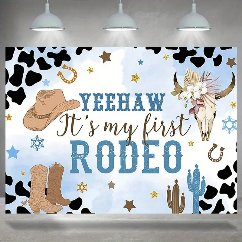 1pc Western Cowboy Birthday Backdrop - 