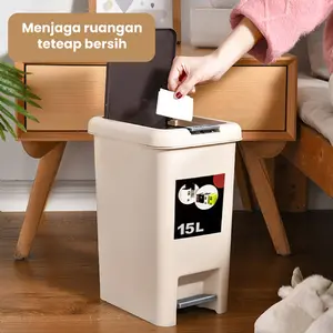 Muzy Tempat Sampah Tertutup Tong Sampah Injak/Injek Step on Dustbin 10L Tempat Sampah Dapur HSB601