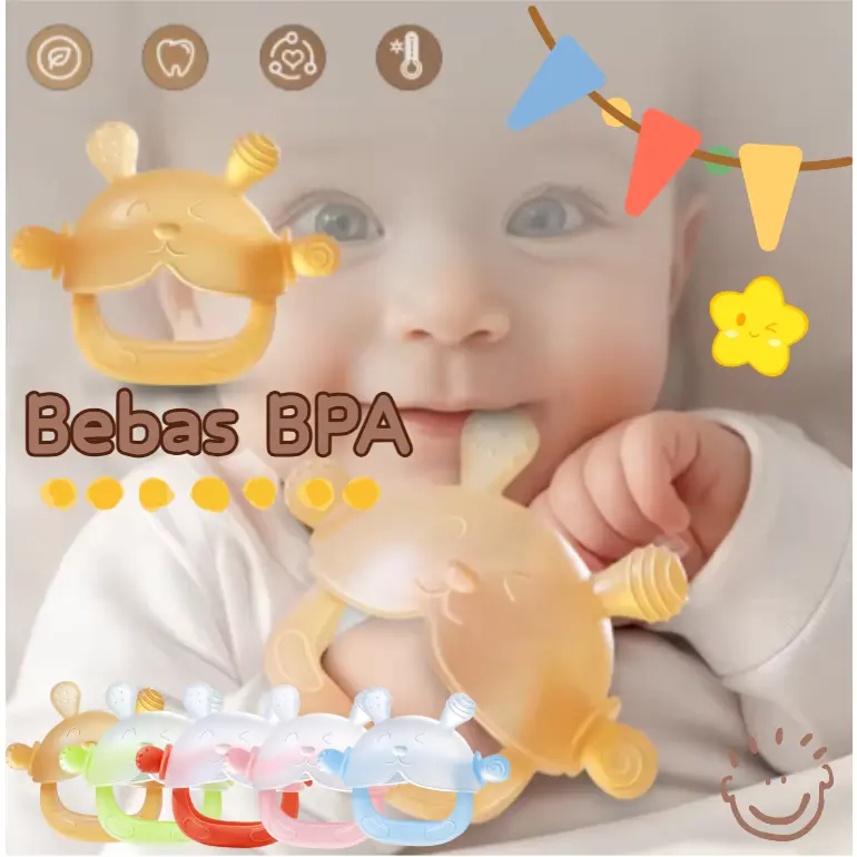 Teether Bayi Silikon Lucu Bebas BPA / Gelang Teether Pengaman / Mainan Penenang Bayi