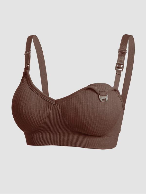 Women's Solid Wireless Bra, Casual Adjustable Strap Nursing Bra, Maternity Bra for Pregnancy & Postpartum, Women's Lingerie for All Seasons 3
