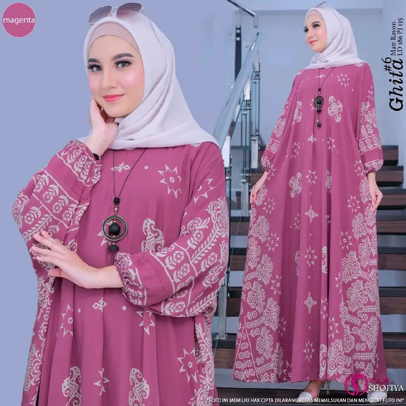 DASTER KAFTAN GHITA #6 JUMBO LD 170  PAKAIAN MUSLIM KEKINIAN Rayon 3