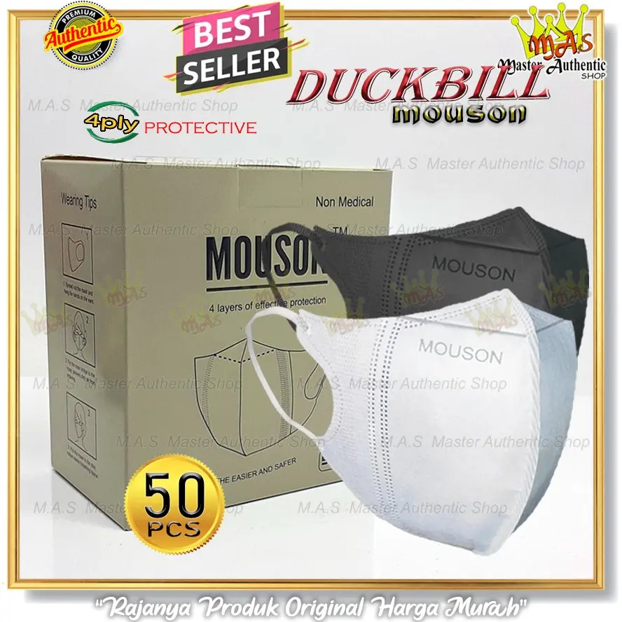 50 PCS MASKER DUCKBILL MOUSON 3 PLY GARIS EMBOSS DISPOSABLE MASK 3PLY