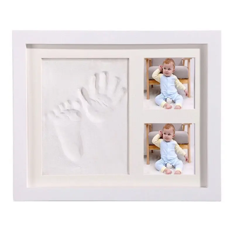 Newborn Infant Handprint Footprint Wood Picture Frame Photo Ornaments Baby Gifts