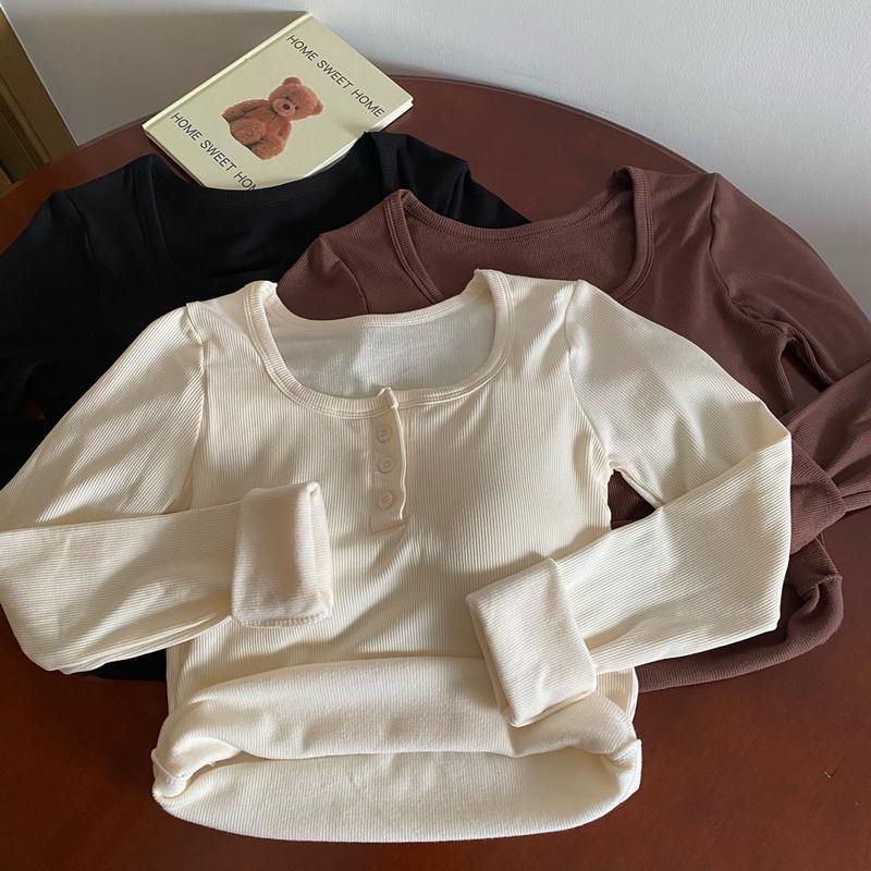Product Introduction of เสื้อยืดดีไซน์วินเทจสีทึบผู้หญิงเสื้อยืดฤดูใบไม้ร่วงฤดูหนาววันใหม่ ที่อบอุ่นเสื้อด้านหลังดูผอมแห้งเสื้อผู้หญิง เสื้อ  ปักโบว์ Clothing Women Tshirt 10