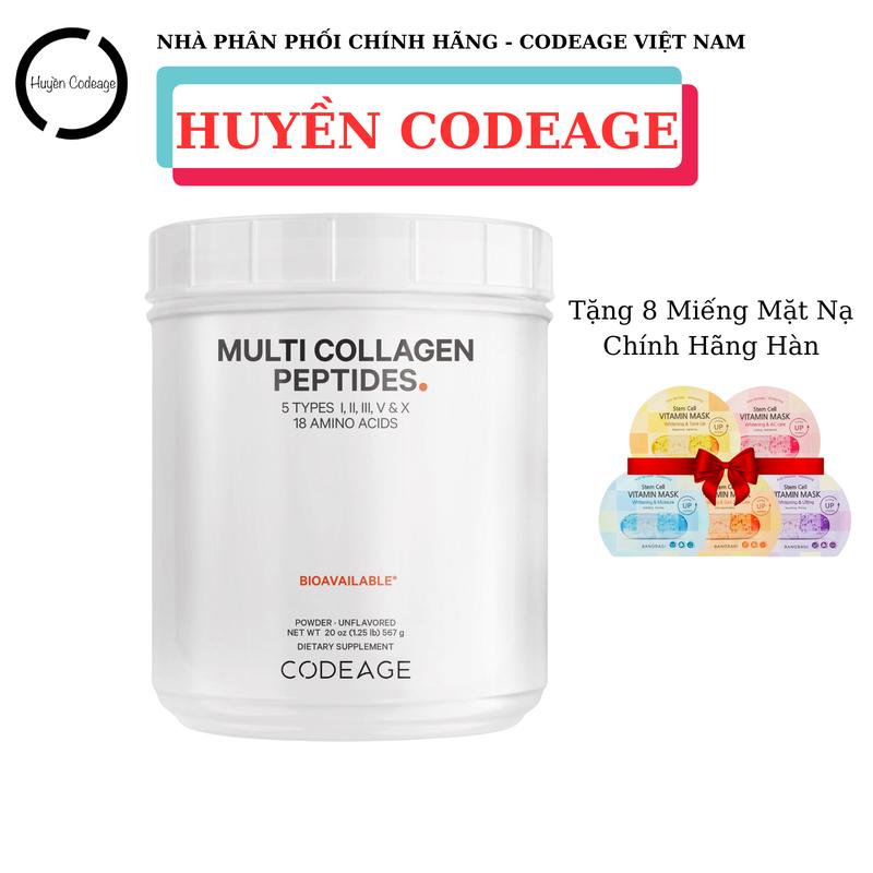 (COLLAGEN CAM) Bột Collagen Multi Thuỷ Phân Code Age Hydrolyzed Multi Collagen Peptides 567g thực phẩm bảo vệ sức khỏe (tặng 8 mặt nạ ) -HUYỀN CODEAGE