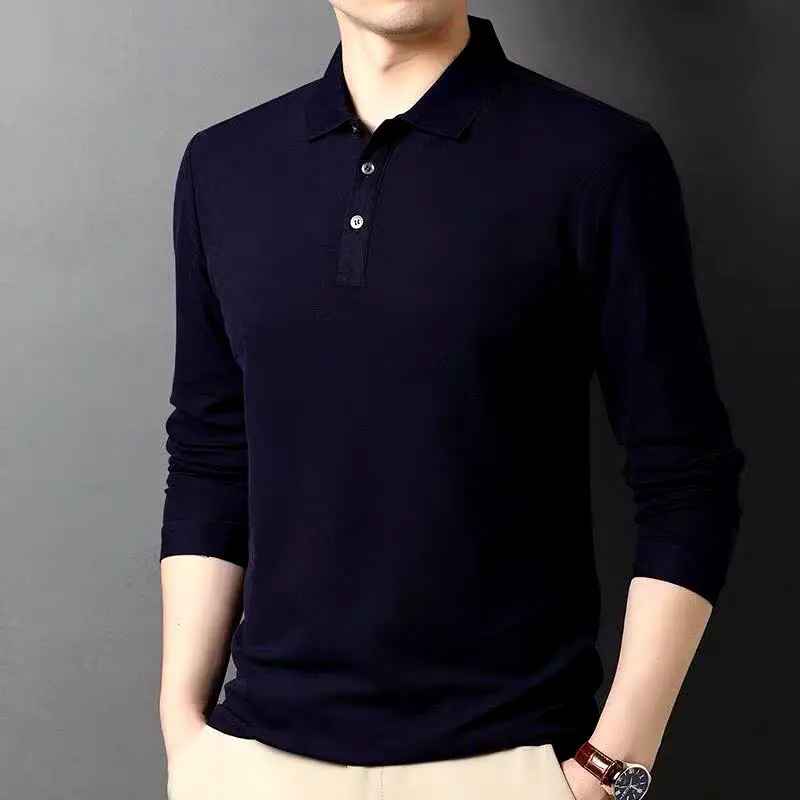 Áo giữ nhiệt Polo nam form body tay dài ABFIT chữ B cổ bẻ thun CVC co dãn thoáng mát , hút mồ hôi , phối trơn viền ngắn tay trẻ trung cotton  Menswear Shirt trắng đen , cho bố A38 Nhung Có Cổ
