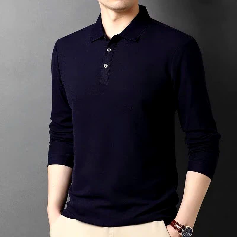 Áo giữ nhiệt Polo nam form body tay dài ABFIT chữ B cổ bẻ thun CVC co dãn thoáng mát , hút mồ hôi , phối trơn viền ngắn tay trẻ trung cotton Menswear Shirt trắng đen , cho bố A38 Nhung Có Cổ