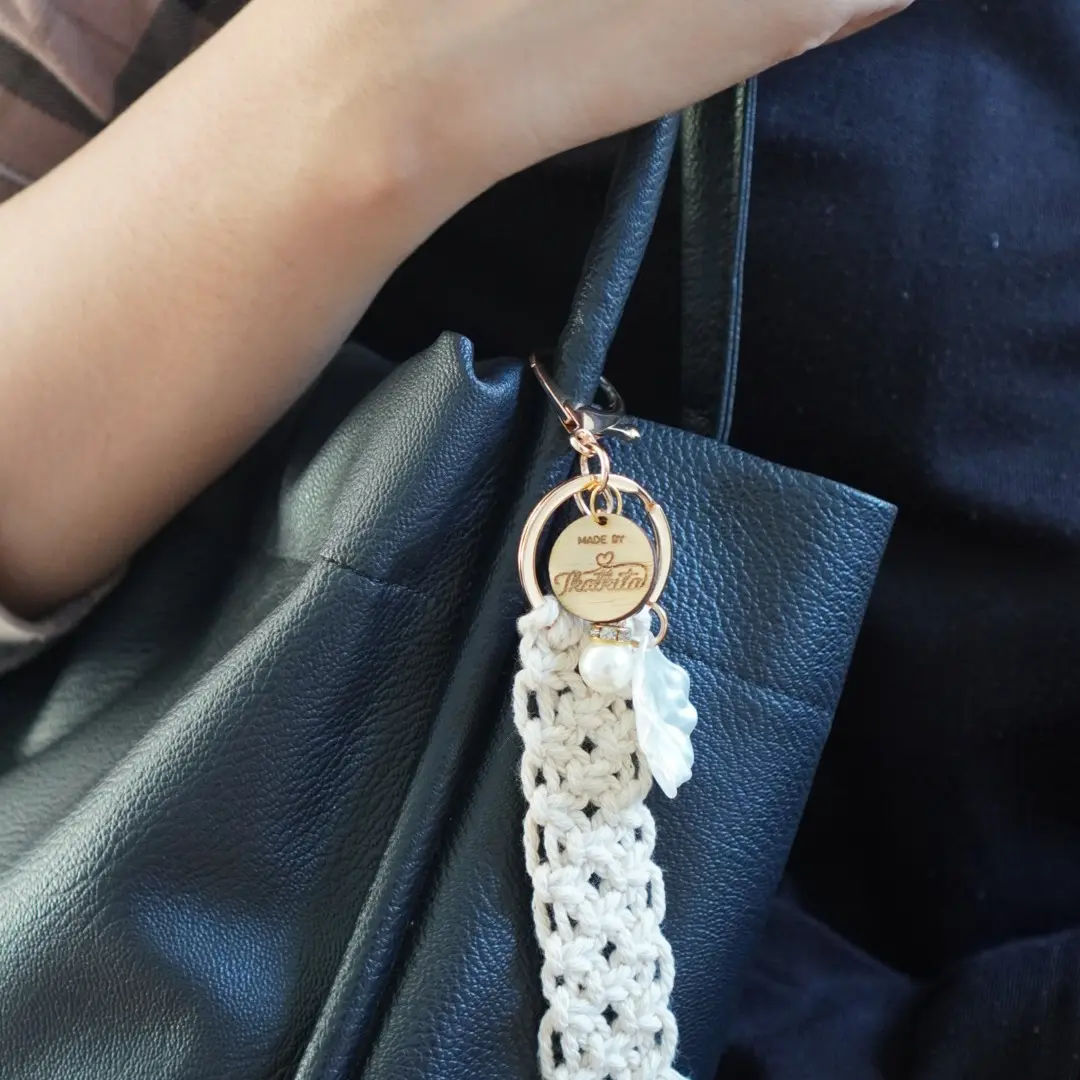 Macrame Bag Charm Gantungan Kunci Cantik Macrame Baby Gift Key Gold