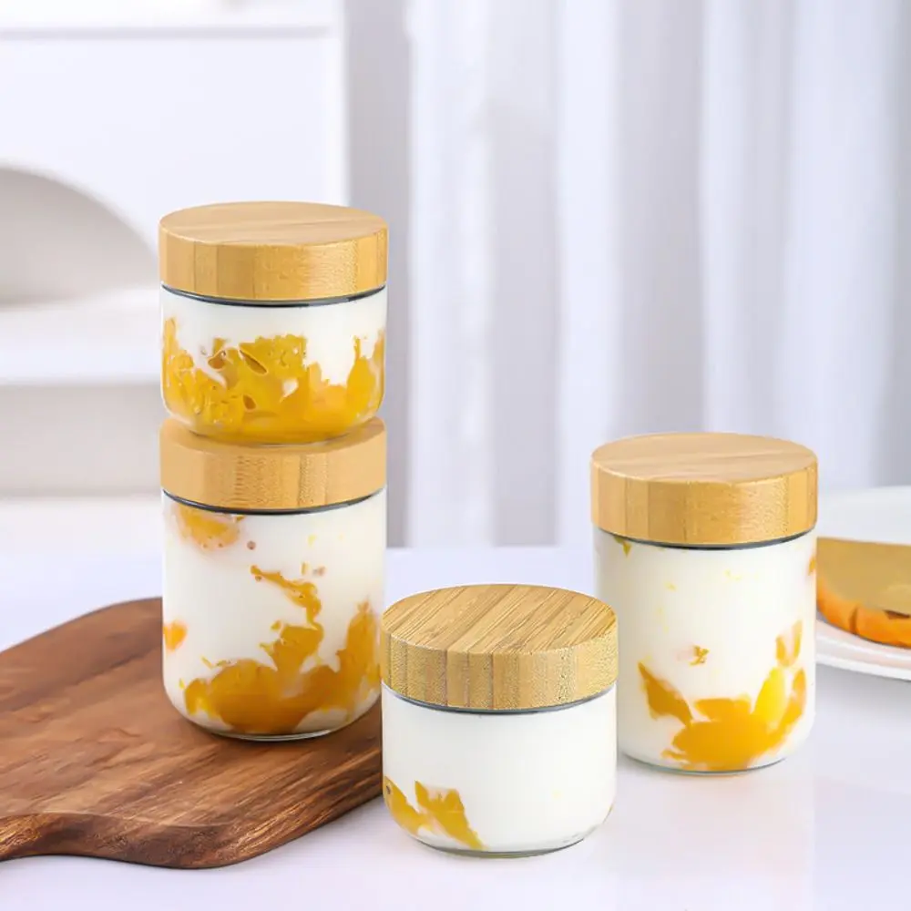 Nắp Gỗ, Hộp Đựng Yến Mạch Qua Đêm, Nắp Kín Khí, Dụng Cụ Bảo Quản Thực Phẩm, Cốc Sữa Chua, Lọ Thủy Tinh Miệng Rộng, Thích Hợp Cho Salad Và Chia, Hàng Mới Về
