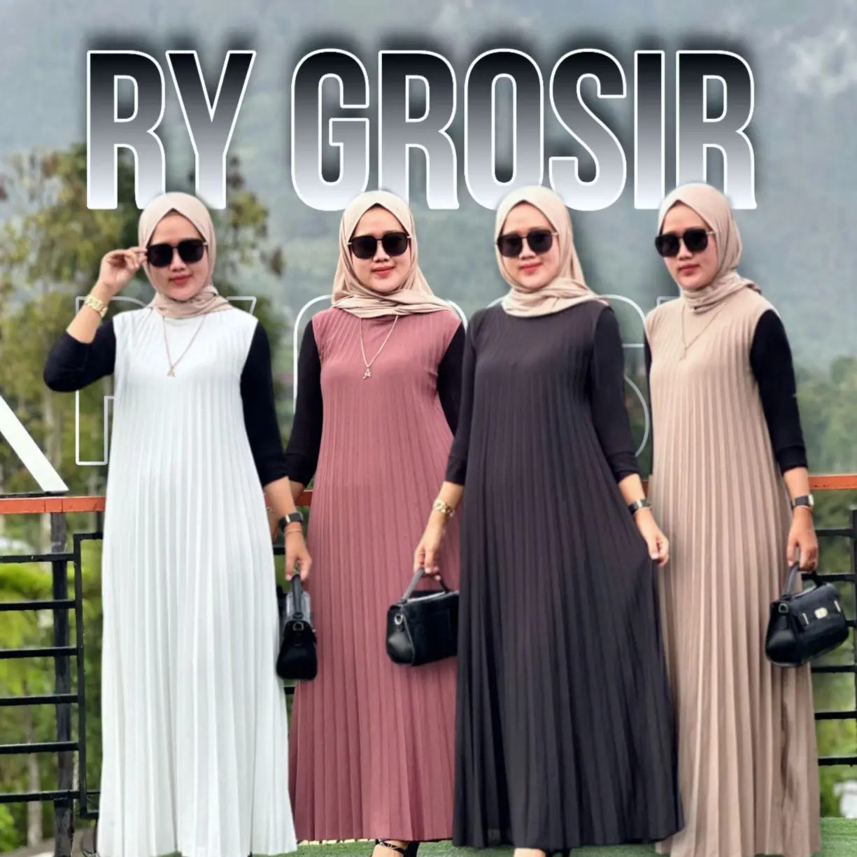 Iner Plisket Wanita Dres Model Kekinian Polos