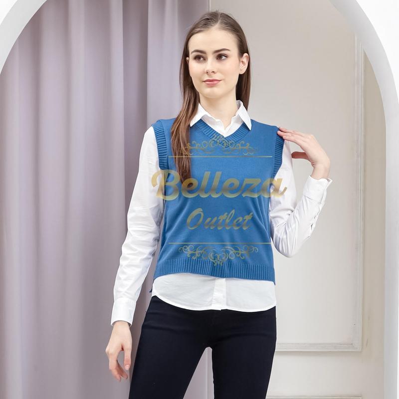 Belleza outlet Baju Atasan Wanita Rajut Korean Style Vest crop Blouse Atasan Wanita 2