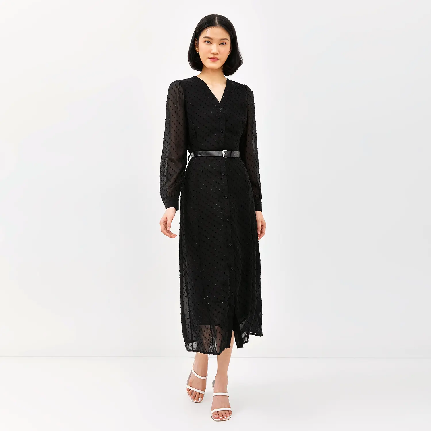 Savnion - savannah midi dress black / creme