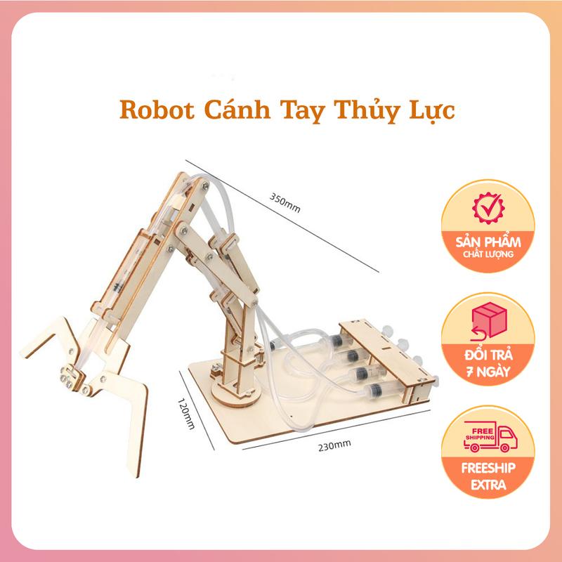 Robot Cánh Tay Thủy Lực 4 Cấp - Mô Hình Diy Điều Khiển Lắp Ráp Đồ Chơi Khoa Học Stem