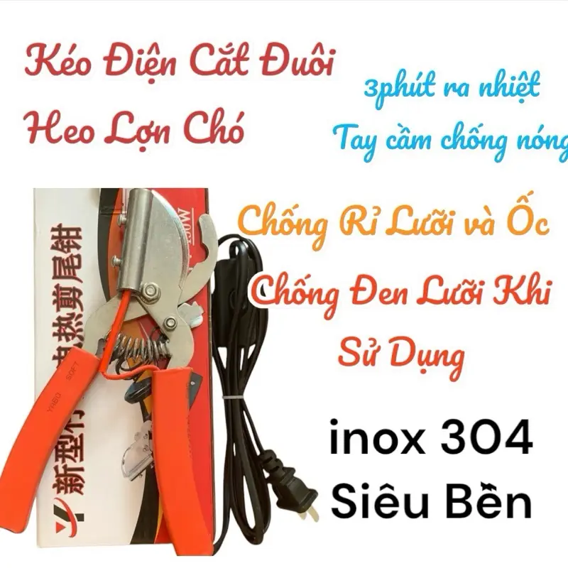 Kéo điện cắt đuôi Lợn Heo - liền nhanh, chống chaymau - Inox 304 siêu bền