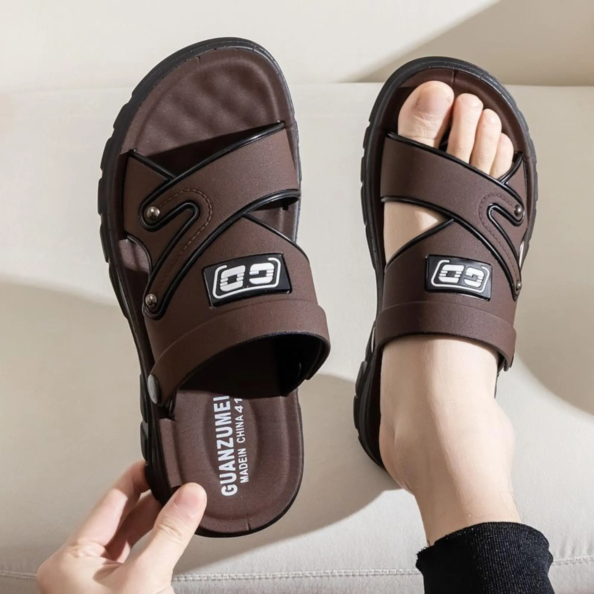 Sandal Kulit Pria / Sendal Cowok Kekinian