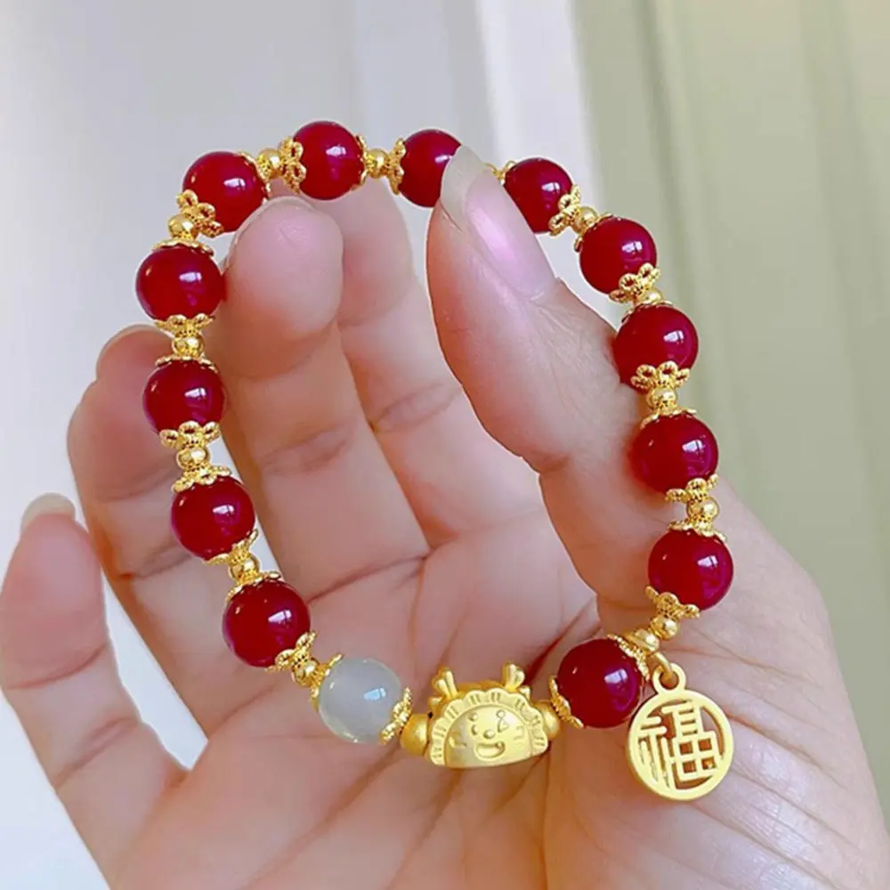 Traditional Chinese Patterns Zodiac dragon bracelets Symbolic 2024 Year Adjustable Lucky bead bracelets Beaded Bracelet Zodiac Dragon Chinese style