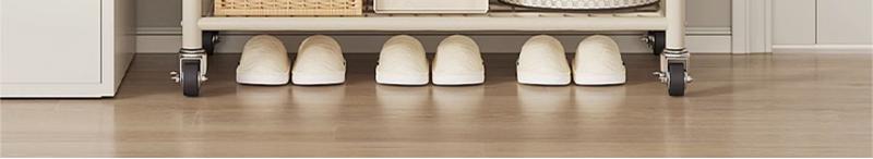 Product Introduction of Cream coat rack with wheels, internet celebrity, home bedroom, bedside clothes hanging, storage, mobile coat rack 14