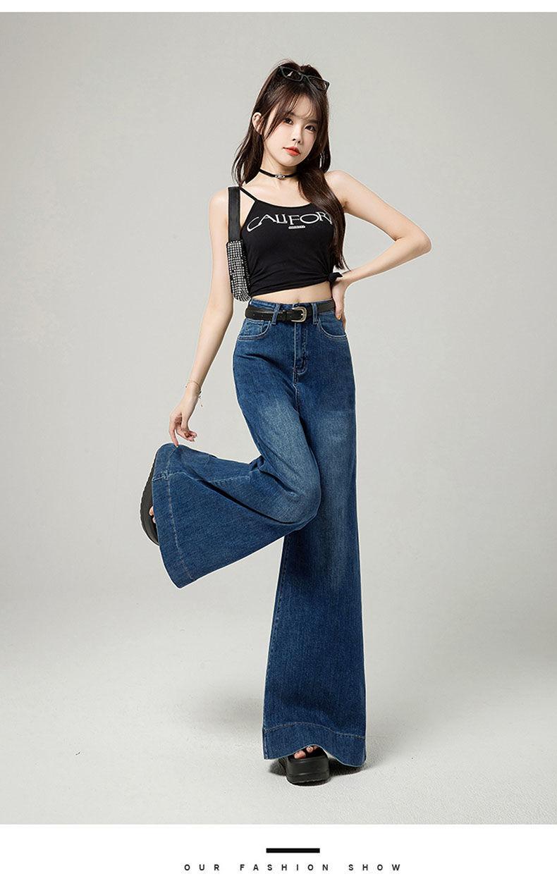 Product Introduction of Quần Jean Xanh Cổ Điển Co Giãn, Dáng Ôm Và Cao, Phong Cách Đi Lại, Hàng Mới Về Mùa Xuân, Quần Ống Rộng, Quần Sàn Xếp Nếp, Dành Cho Nữ 6