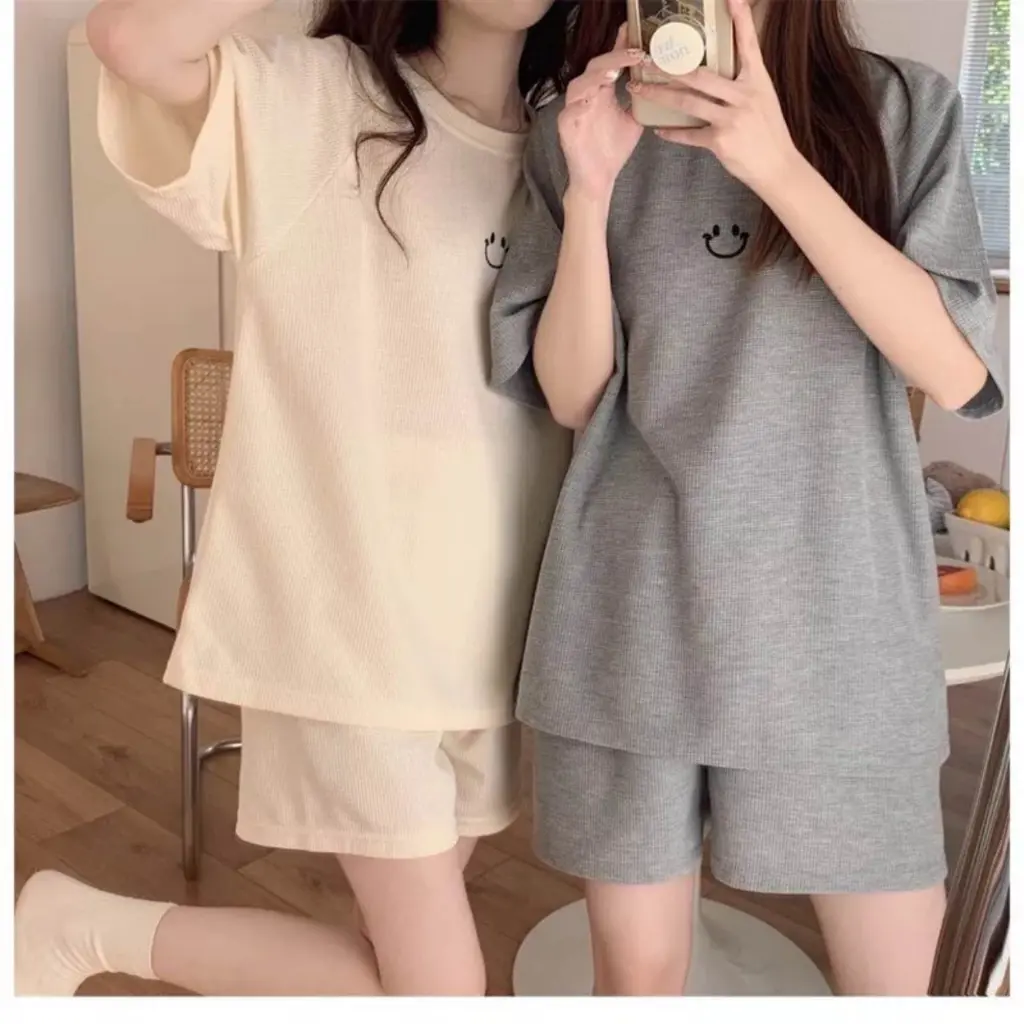 [RẺ VÔ ĐỊCH] Bộ đồ thu đông nữ icon mặt cười - Set bộ nữ quần bo gấu áo dài tay loại 1 chuẩn