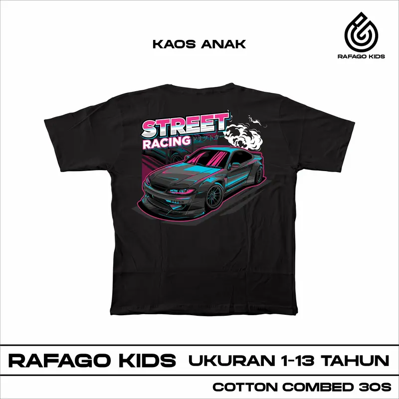 Rafago Kids Kaos Baju Anak Distro Street Racing Usia 1-13 Tahun 1