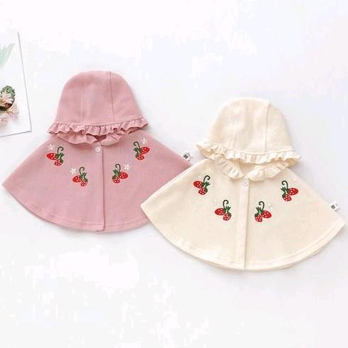 Hot trend | Áo choàng công chúa cherry mũ nhún bèo siêu xinh cho bé 8-18kg Jacket bé gái