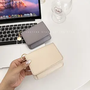 Dompet Wanita Versi Korea Ins Tas Kartu Multiwarna Fashion Pendek Dompet Lipat Dompet Koin Ritsleting Multiwarna Perdagangan Multifungsi