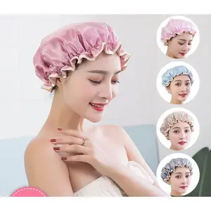 Shower Cap / Topi Mandi Bahan Satin Premium Anti Air Waterproof Tahan air