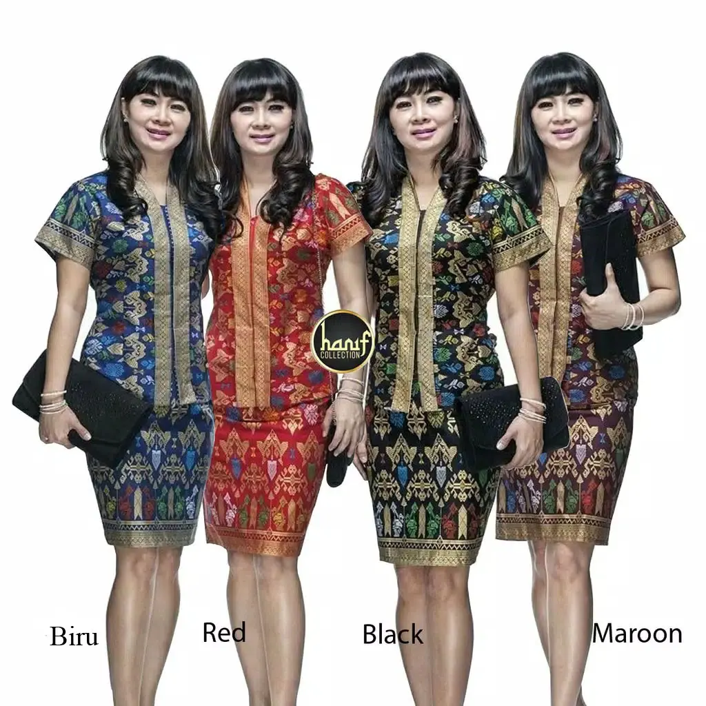 COD Setelan Baju Kerja Wanita Blus Batik Santik Rok Pendek