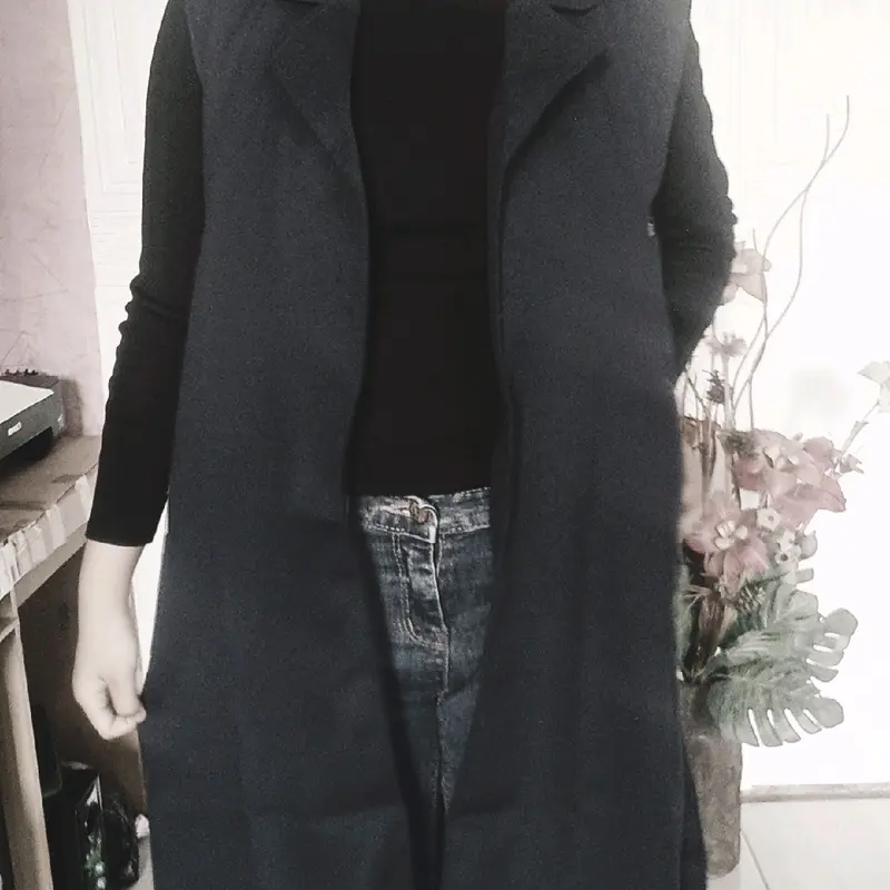 Blazer Linen Rompi Wanita Polos Tanpa Lengan Model Terbaru Jepang Korea - Outer Semi Blazer Remaja Dewasa Wanita Kekinian - Hitam - Baju, Putih 7