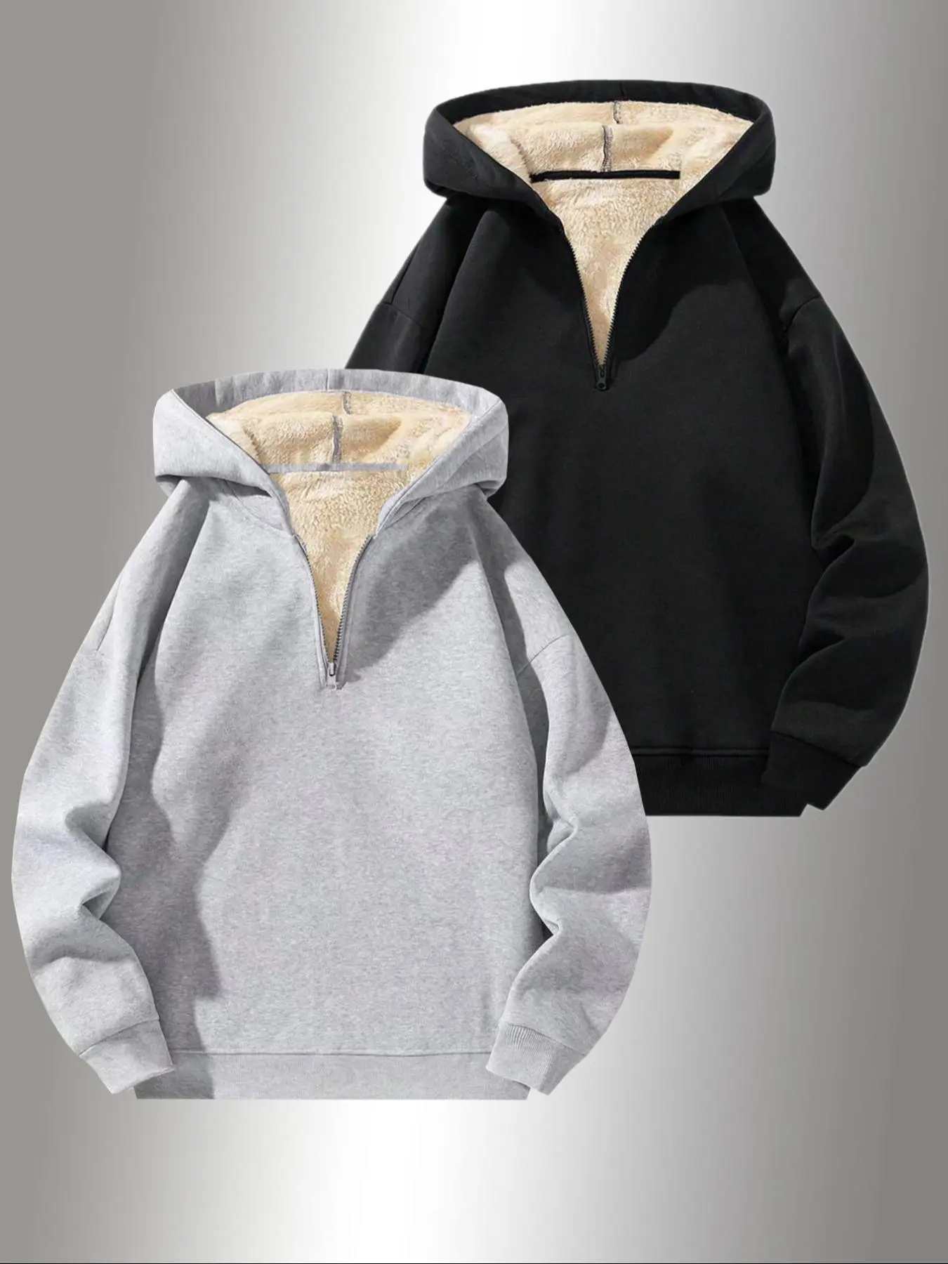 Men's Solid Zip Up Hoodie, Casual Regular Fit Long Sleeve Hooded Sweatshirt for Fall & Winter, Men's Clothes for Daily Wear